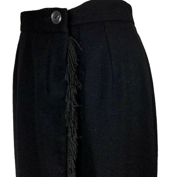 I. Magnin Vintage Take Six retro womens black wool skirt fring front skirt sz.10 - Picture 5 of 9